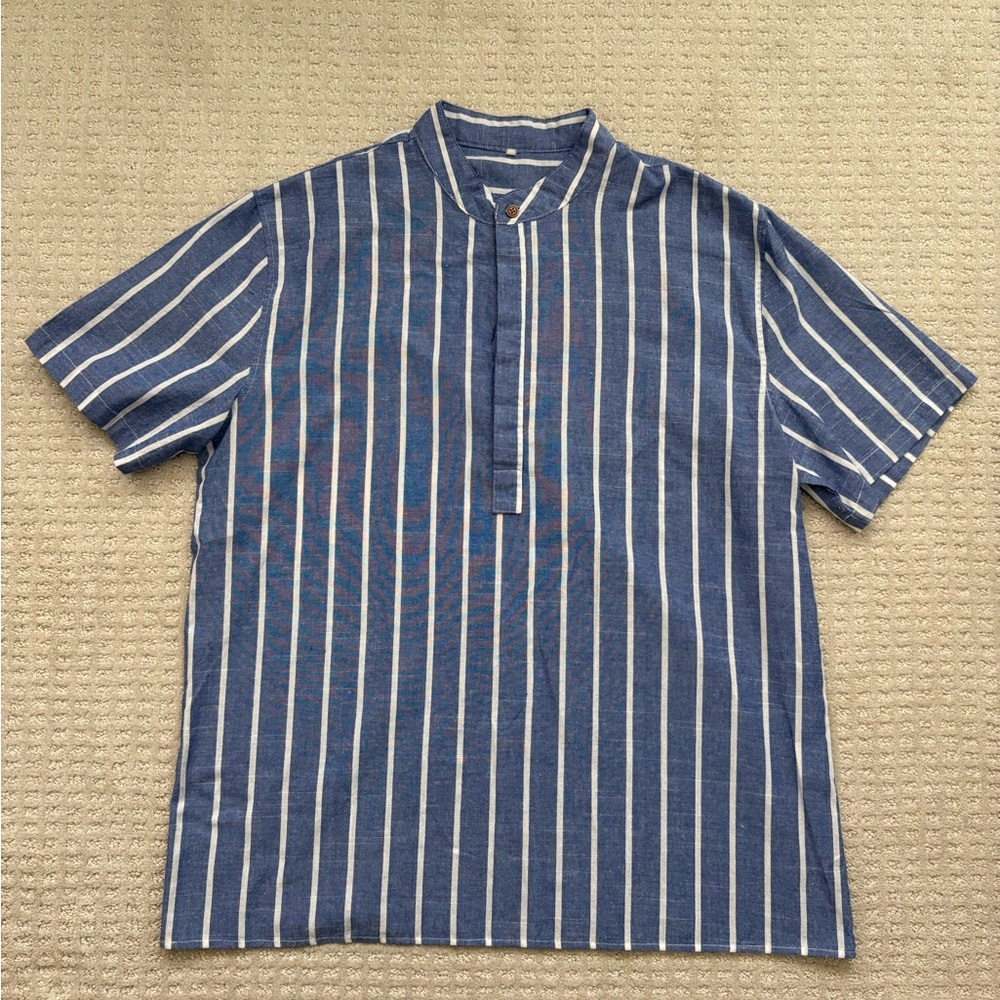 SHEIN Men’s Navy and White Striped Shirt